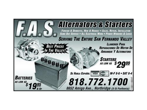 F.A.S. ALTERNATORS AND STARTERS - Northridge, Los Angeles, California