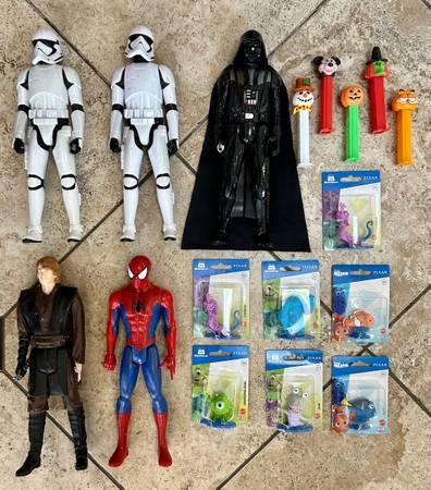 Various action figures, toys and Pez dispensers - Los Angeles