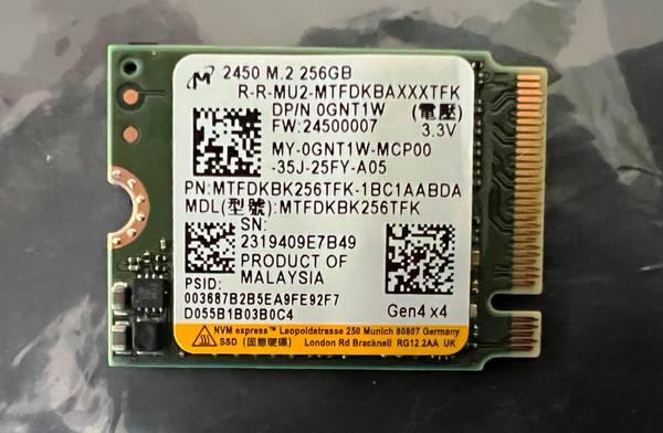 Micron 256GB 2450 M.2 2230 SSD NVMe PCIe 4x4 SSD - Los Angeles
